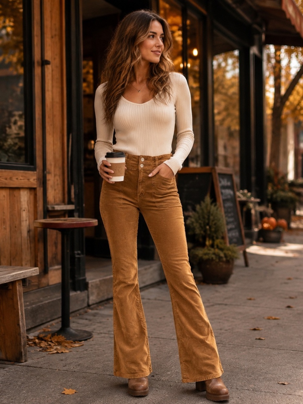 Free People We The Free Jayde Cord High-Rise Flare Pants Size 29